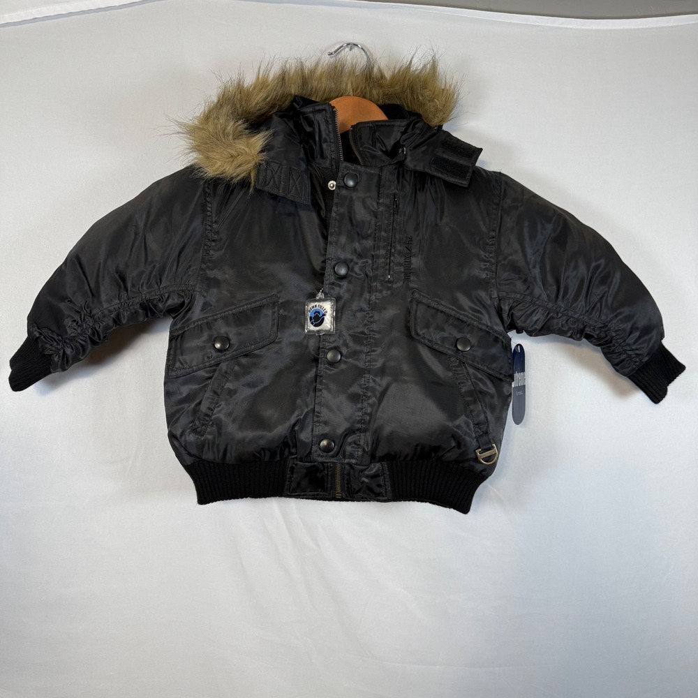Vintage Kmart Extreme Limit Kids Black Down Filled Hooded Bomber Jacket 4/5‎
